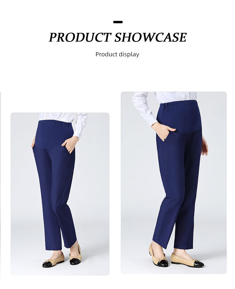 Maternity Work Pants for Office Workers, Straight-Leg Work Pants, Bank Maternity Pants, Suit Pants, Professional Work Pants, Blue Uniform Pants — 9