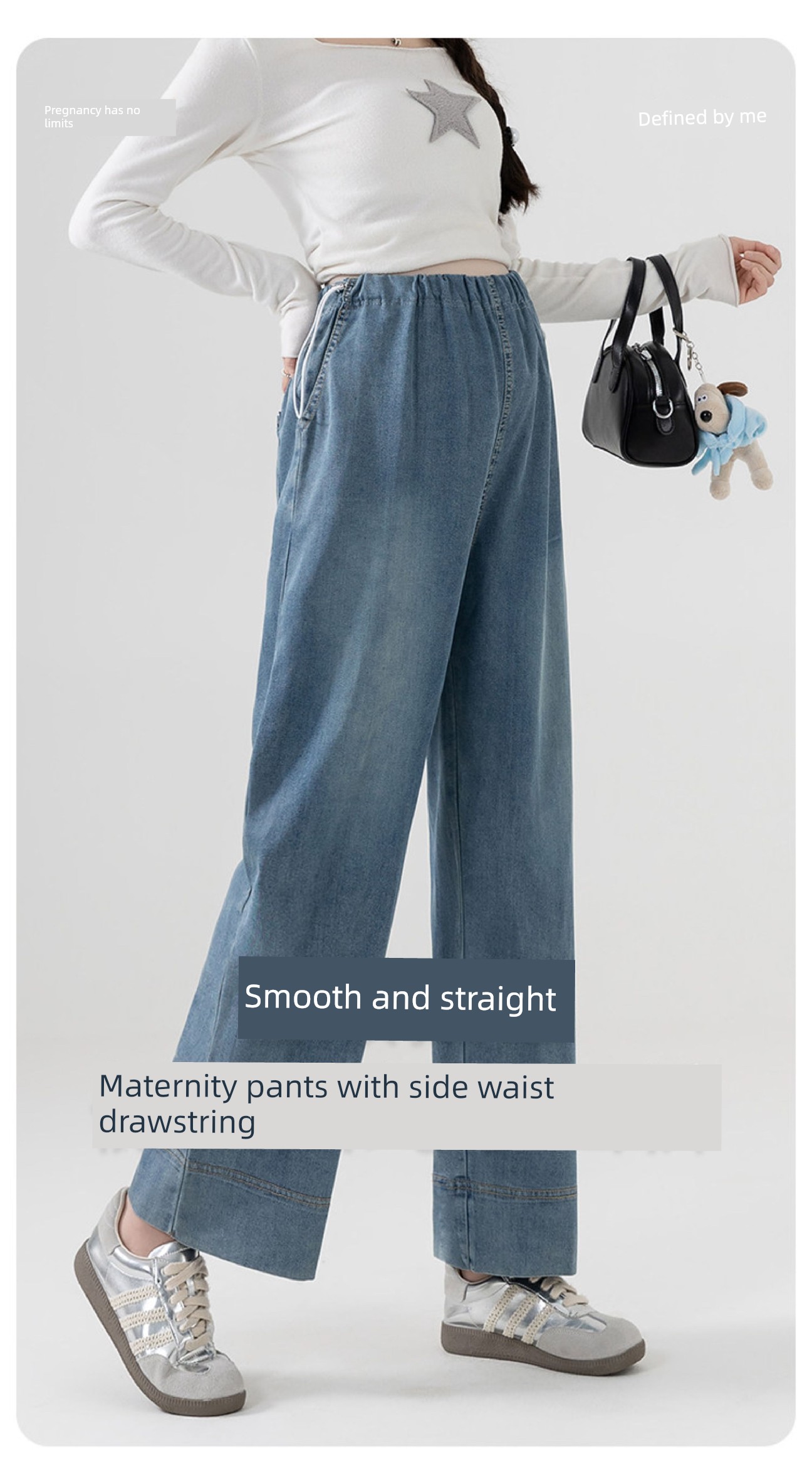 Maternity Pants for Summer, Thin and Loose-Fitting, Slimming Tencel Jeans, Summer Wide-Leg Pants Without Belly Support for Petite Sizes — 1