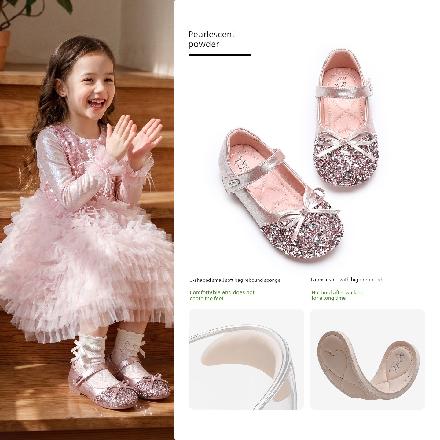 Princess Shoes for Girls, 2026 New Autumn Children's Shoes, Small Leather Shoes, Baby Crystal Shoes, Silver Soft-Soled Shoes — 2