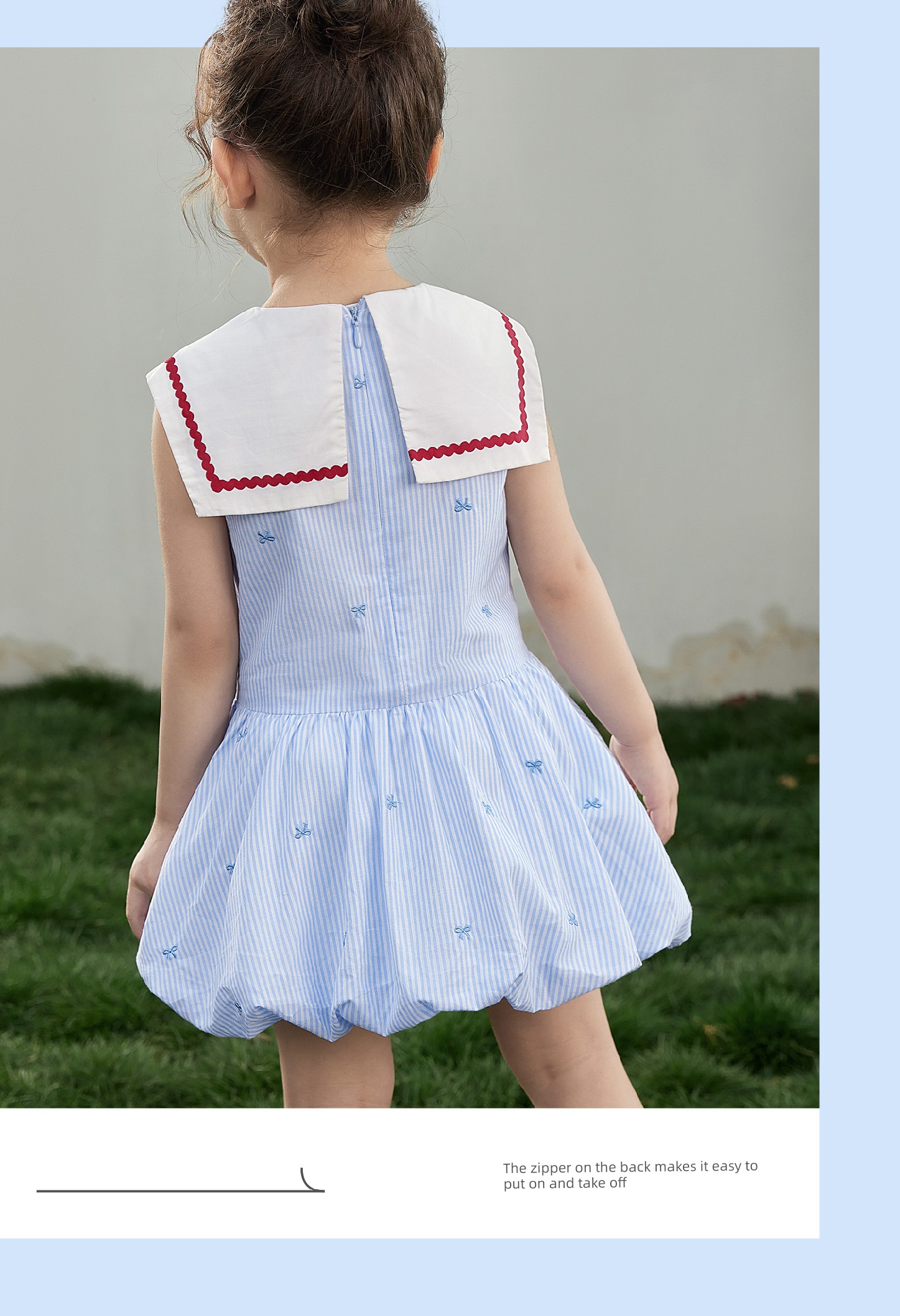 Jellybaby Girls' Dress Pure Cotton Summer Princess Dress New Style Kidsren's Preppy Style Baby Girl Summer Dress — 7