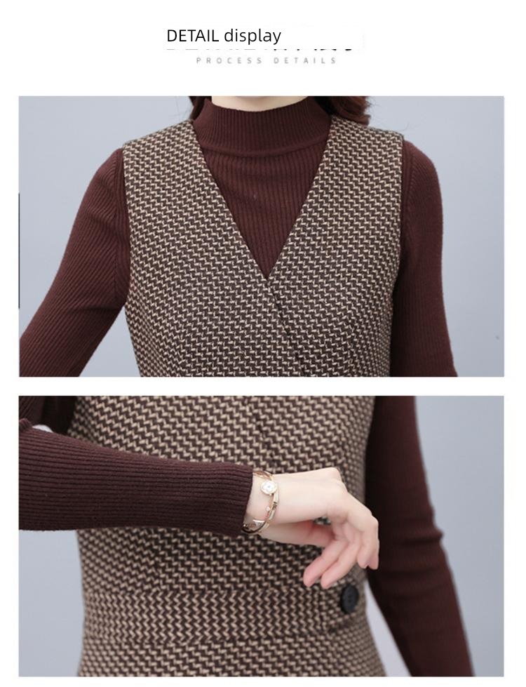 Wool Spring  Vest skirt Advanced sense Two piece set