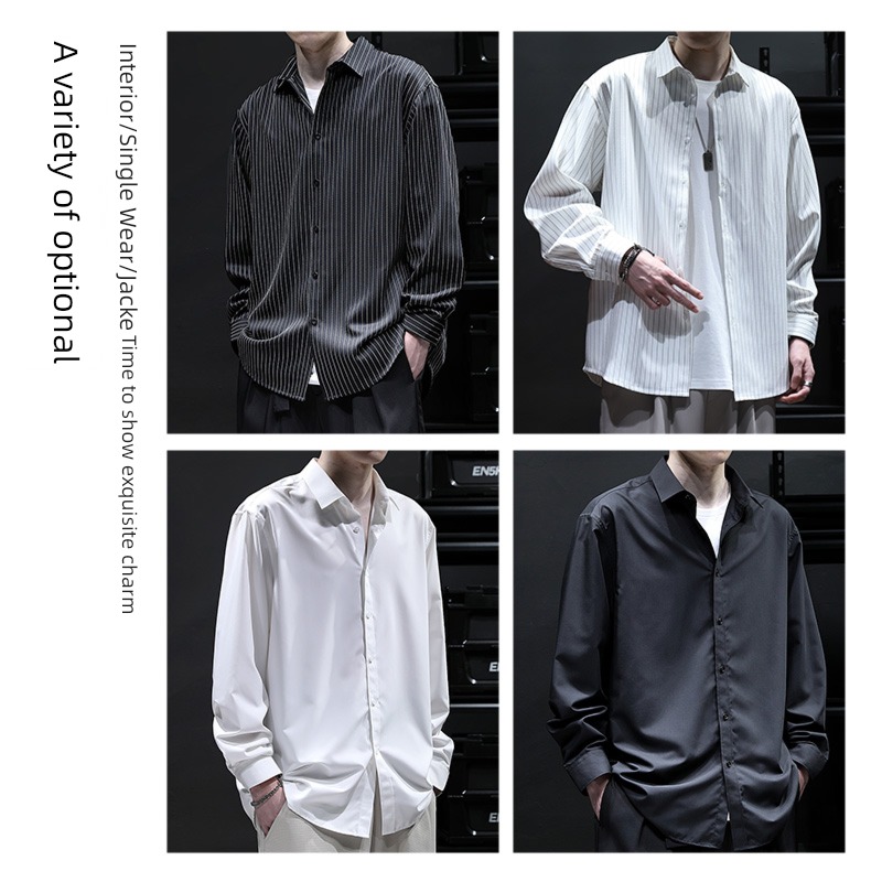 tide Long sleeve easy Big size autumn loose coat business affairs shirt