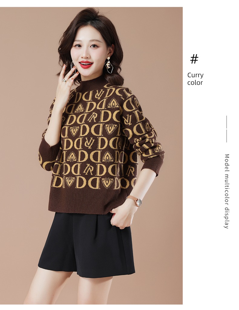 knitting Half high collar Chessboard sweater Foreign style Undershirt