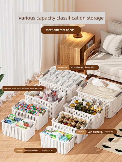 Debris storage basket Household kitchen cabinet toys snacks storage rectangular plastic desktop storage basket
