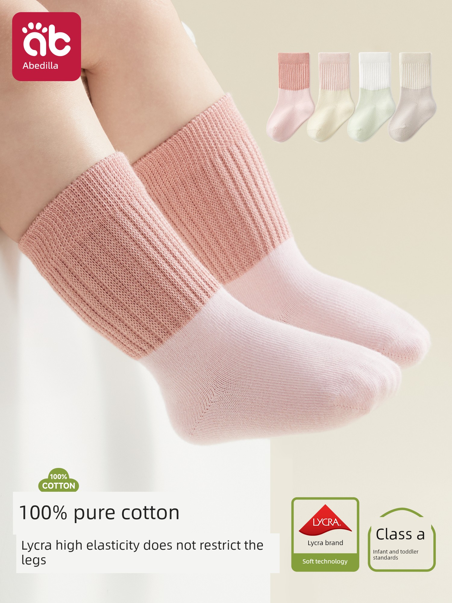 Baby Socks for Spring and Autumn, Newborns 6 to 12 Months, Unisex, Winter Pure Cotton, Class A, One-Year-Old, Mid-Tube, Non-Binding Socks