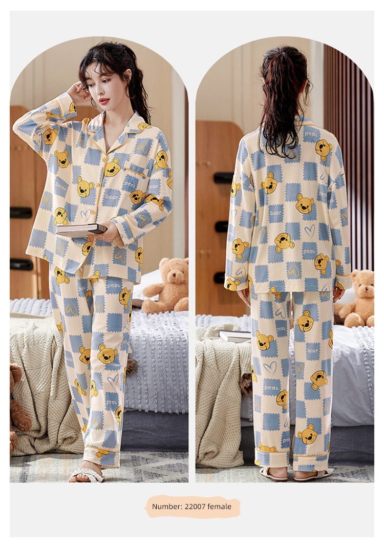 Spring and Autumn pure cotton Han Fan Cartoon female lovers pajamas
