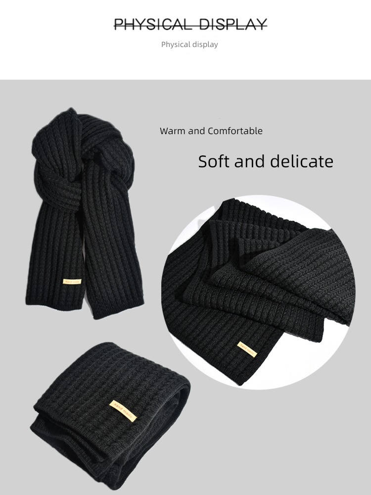 winter black Knitting wool schoolboy gift female scarf