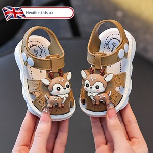 British Children's Sandals for Boys, Non-Slip and Odor-Resistant, for Girls Aged 0-1-3, Cartoon Closed-Toe Sandals Suita