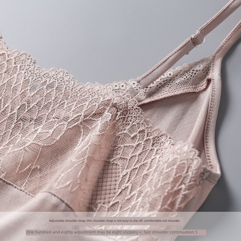female Solid color Undershirt lace V-neck Vest real silk