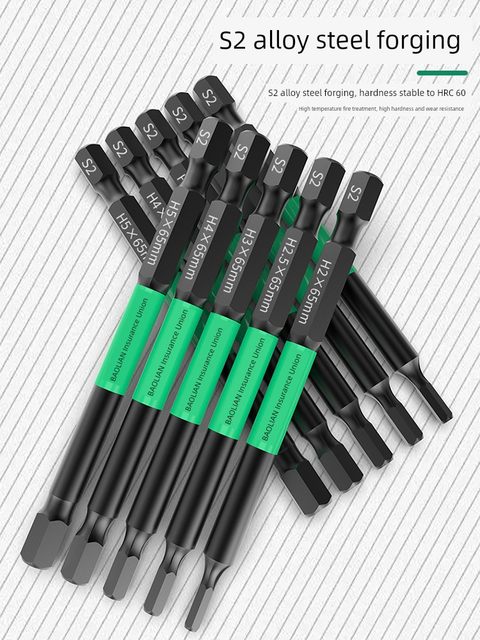 Baolian Hexagonal Hexagonal Bit Head Strong Magnetic S2 Hexagonal Steel Electric Wrench Electric Screwdriver Wind Power Drill Set