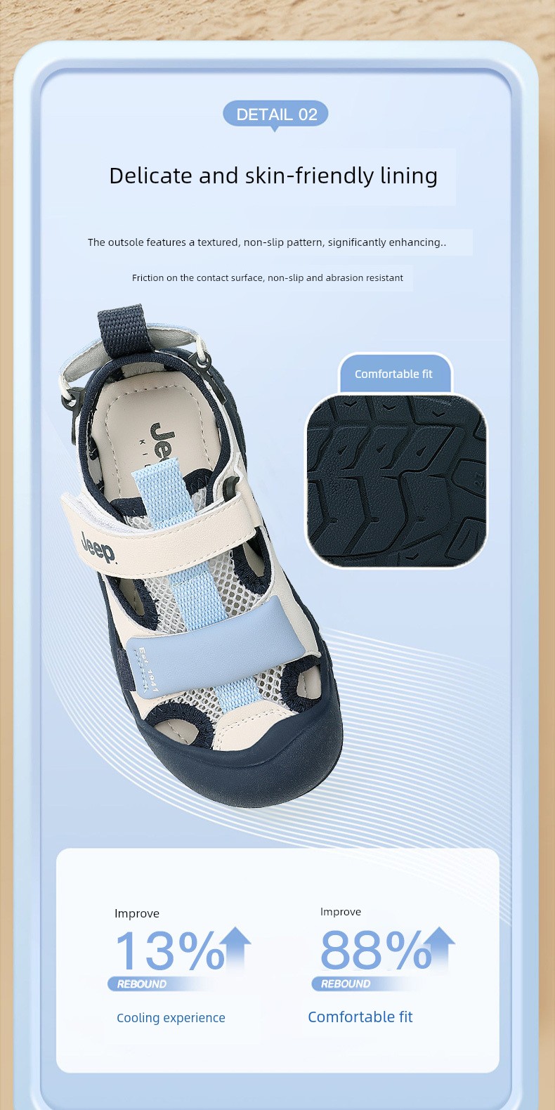Jeep Children's Closed-Toe Sandals for Boys, Summer Water Shoes, 2026 New Model, Suxi Shoes for Girls, Non-Slip Beach Shoes — 14