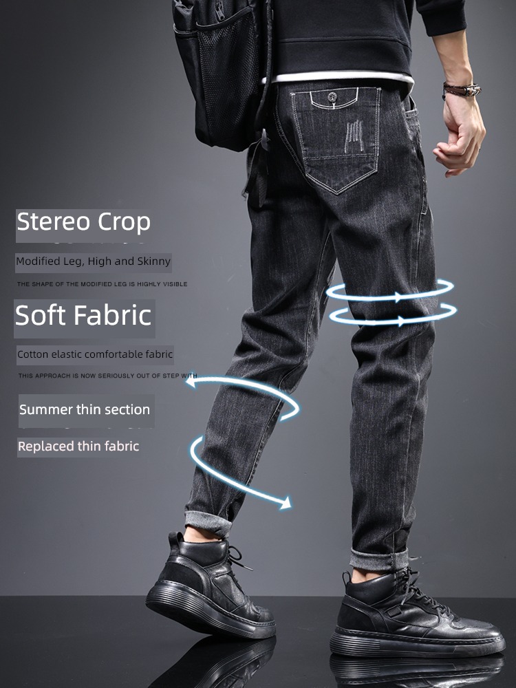 Autumn and winter Plush elastic force work clothes leisure time man trousers