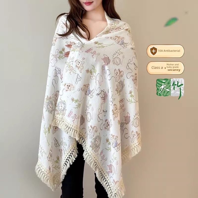 Jq Jingqi Bamboo Fiber Maternity Shawl Long Postpartum Cotton Cape Windproof and Cold-Proof Nursing Shoulder Cover for Pregnant Women in Air-Conditioned — 4