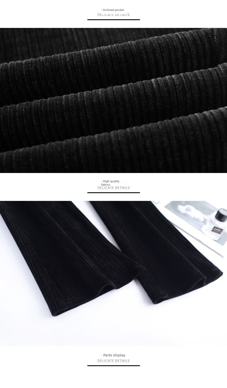 High waist Self-cultivation Show thin Sagging sensation Velvet leisure time Flared trousers