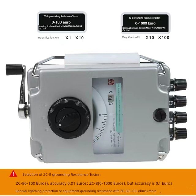 Nanjing Jinchuan ZC-8 Grounding Resistance Tester Pointer-type Hand-Cranking Watch Lightning Protection Soil Grounding Resistance Tester
