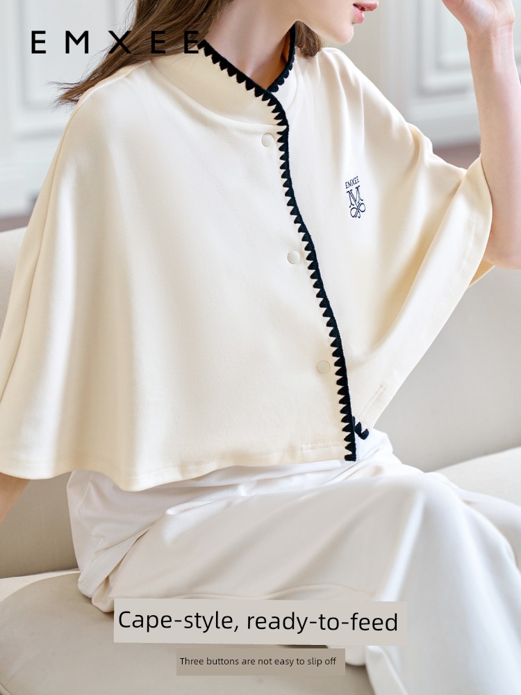 Manxi Pure Cotton Brushed Maternity Shawl for Postpartum Women, Warm Shoulder Protection, Nursing Top for Air-Conditioned Rooms — 3