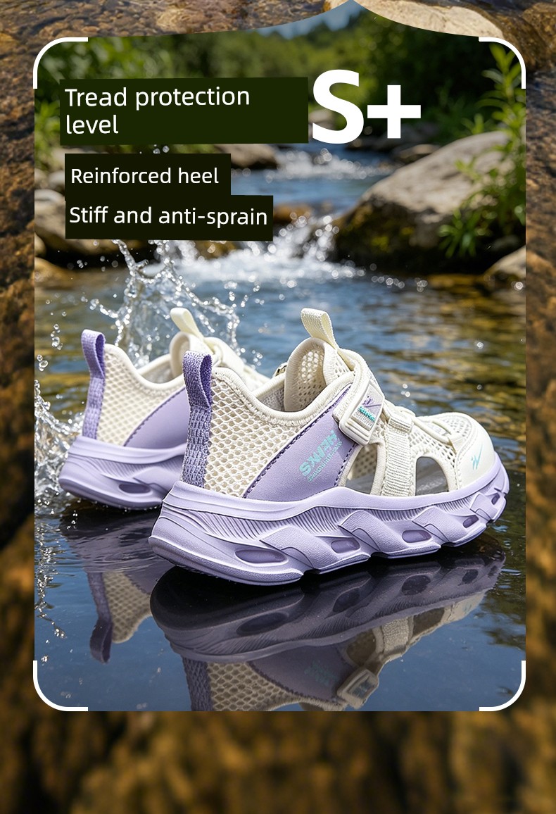 Double Star Children's Sandals for Girls, Summer 2026 New Model, Water-Resistant, Lightweight, Soft-Soled, Breathable, Closed-Toe Sports Shoes — 15