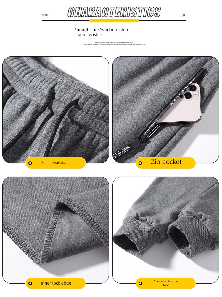 NGGGN Plush thickening keep warm Men's style leisure time sweatpants