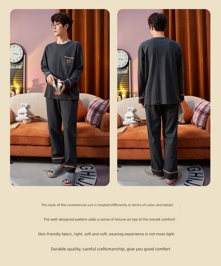 Internet celebrity spring and autumn winter cotton material Pocket bear lovers pajamas