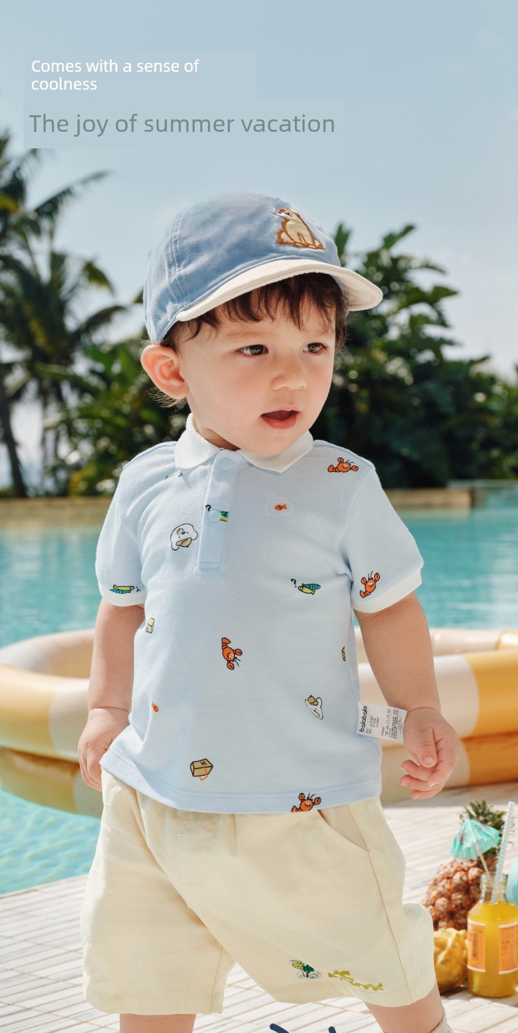 Balabala Kidsren's Clothing Baby Short-Sleeved T-Shirt Boys Infant Summer Clothing Kidsren's Tops 2026 New Style Cute and Trendy — 6