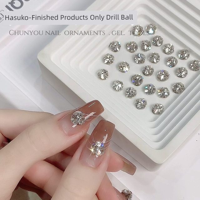 Blasting Huazi cut nail art pile diamond jewelry high quality bottomless support white finished diamond ball pile diamond nail jewelry
