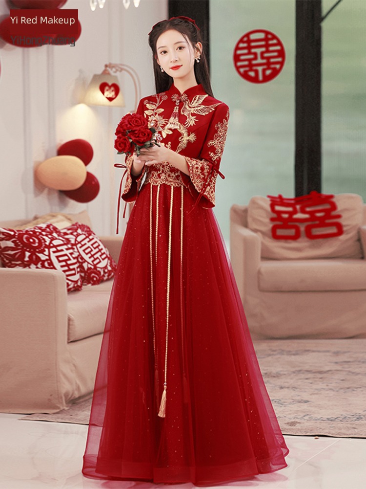 Chinese style cheongsam winter have more cash than can be accounted for pregnant woman be engaged Toast suit