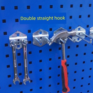 Double Straight Hook Square Hole Hook Metal Rack Tool Holder Hook Board Material Hanger Rack Hook Hardware Shelf