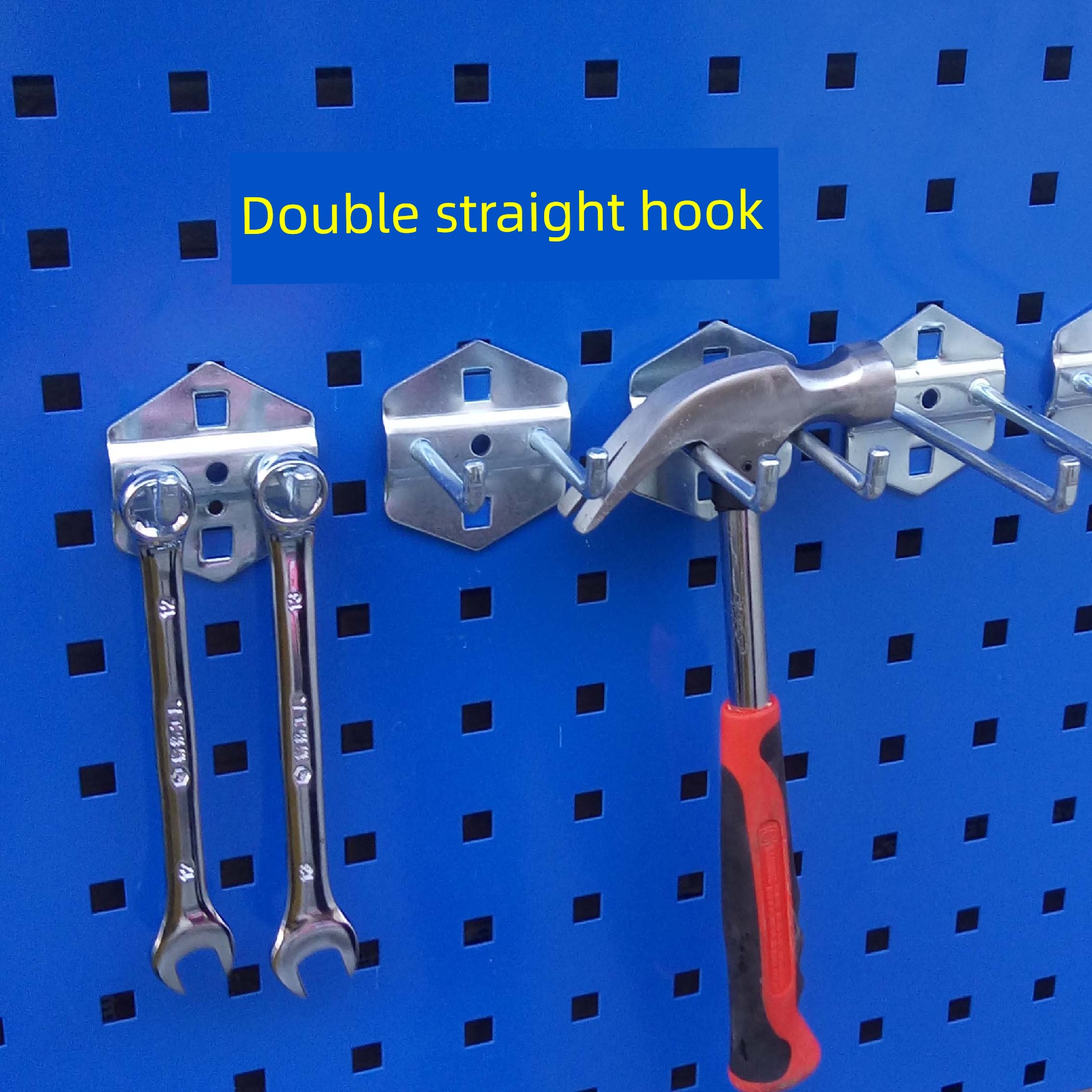 Double Straight Hook Square Hole Hook Metal Rack Tool Holder Hook Board Material Hanger Rack Hook Hardware Shelf