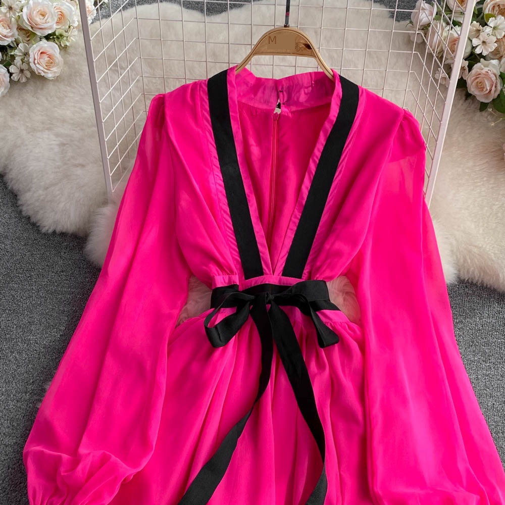 Light luxury Bubbles A word Fork grace Big swing Dress