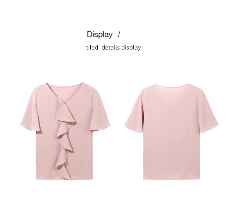 unique Sense of design Age reduction Ruffles Short sleeve Small shirt