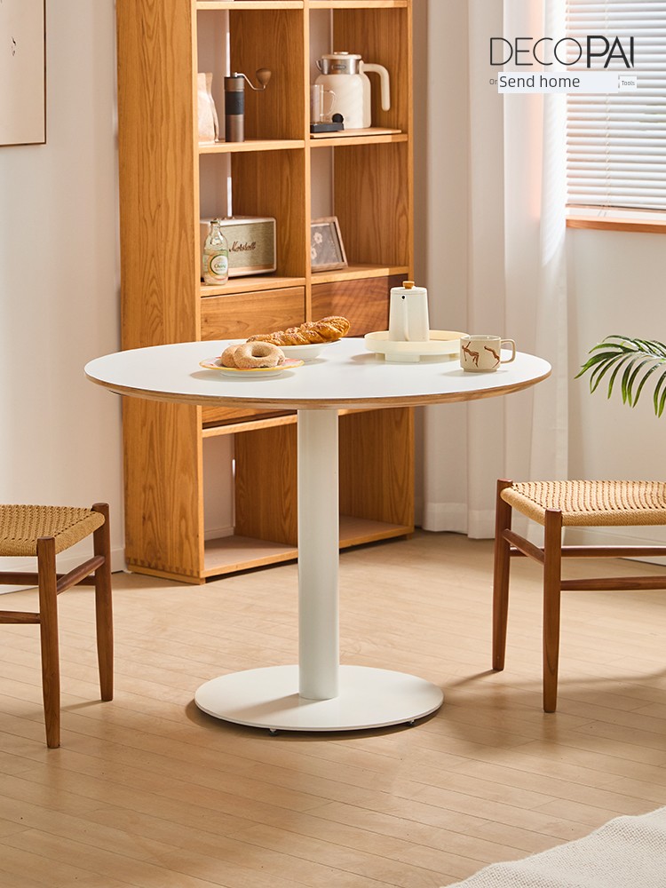 現代簡約餐廳白色創意北歐風格圓桌 餐桌椅組合 家用巖板餐桌