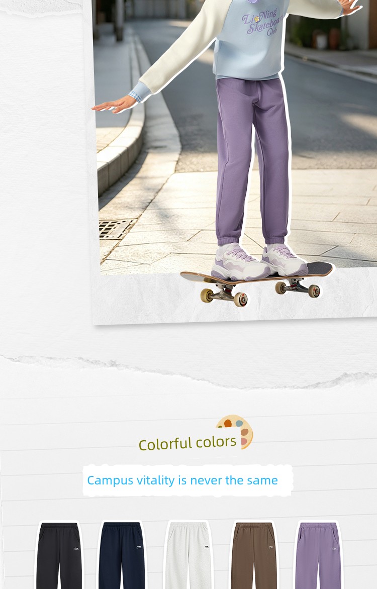 Li Ning plus Velvet Autumn and Winter Type Female Middle School Children's Cotton Trousers — 12