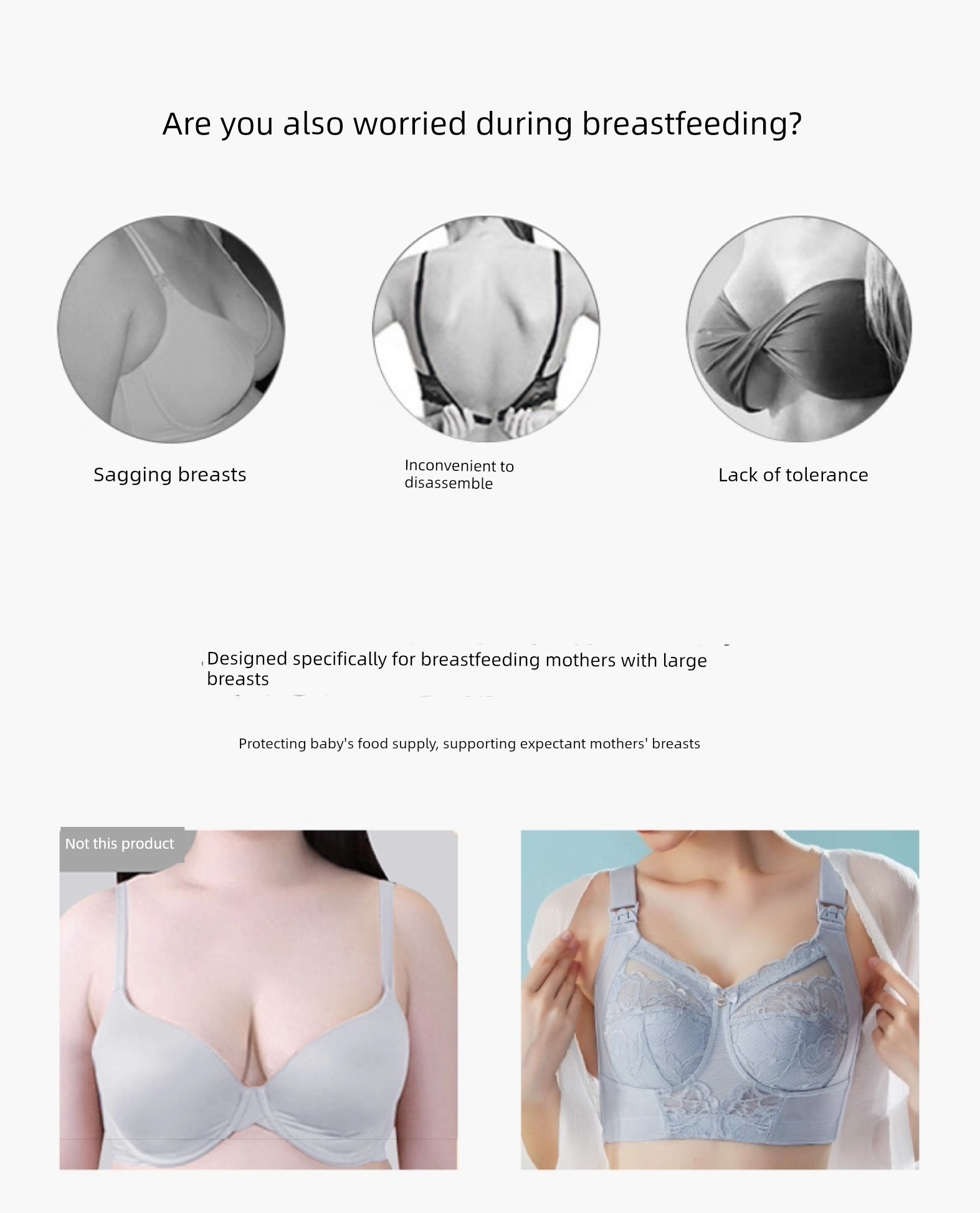 Plus-Size Nursing Bra, Ultra-Thin Full-Cup, Minimizer Maternity Bra, Anti-Sagging for Large Breasts, Postpartum Breastfeeding Bra — 3