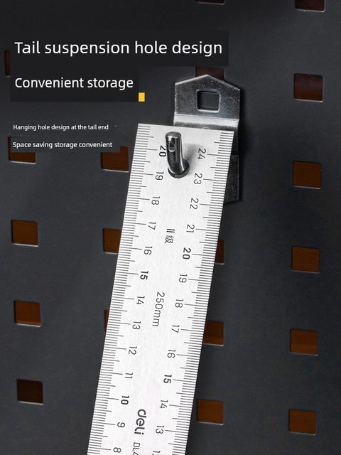 Deli angle ruler 90 degree stainless steel thickened 300mm woodworking decoration L-shaped ruler crooked ruler wide seat right angle ruler lean ruler