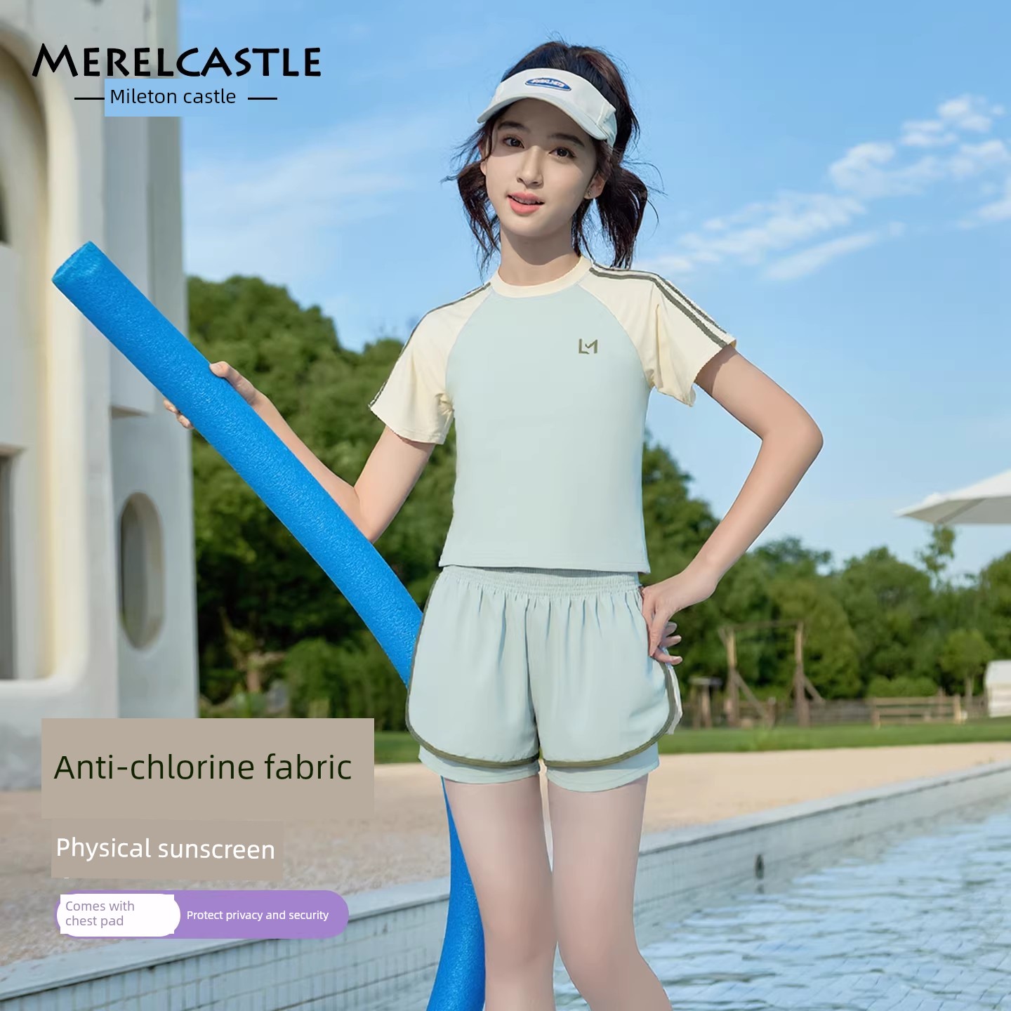 Girls' Swimsuit 2026 New Summer Model for Junior High School Girls with Chest Pads, Quick-Drying Two-Piece Swimwear for Older Children — 4