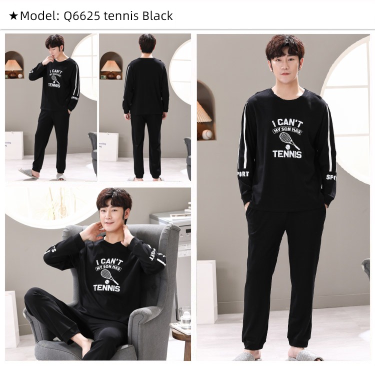 male Long sleeve Cotton Big size Autumn  summer suit pajamas
