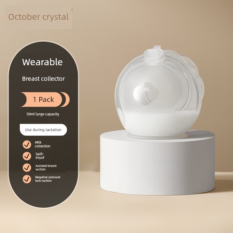 October Crystal Breast Milk Collector Manual Hands-Free Breast Pump for Pregnant Women with Leaking Milk, Milk Catcher, Anti-Overflow Breast Collector — 1