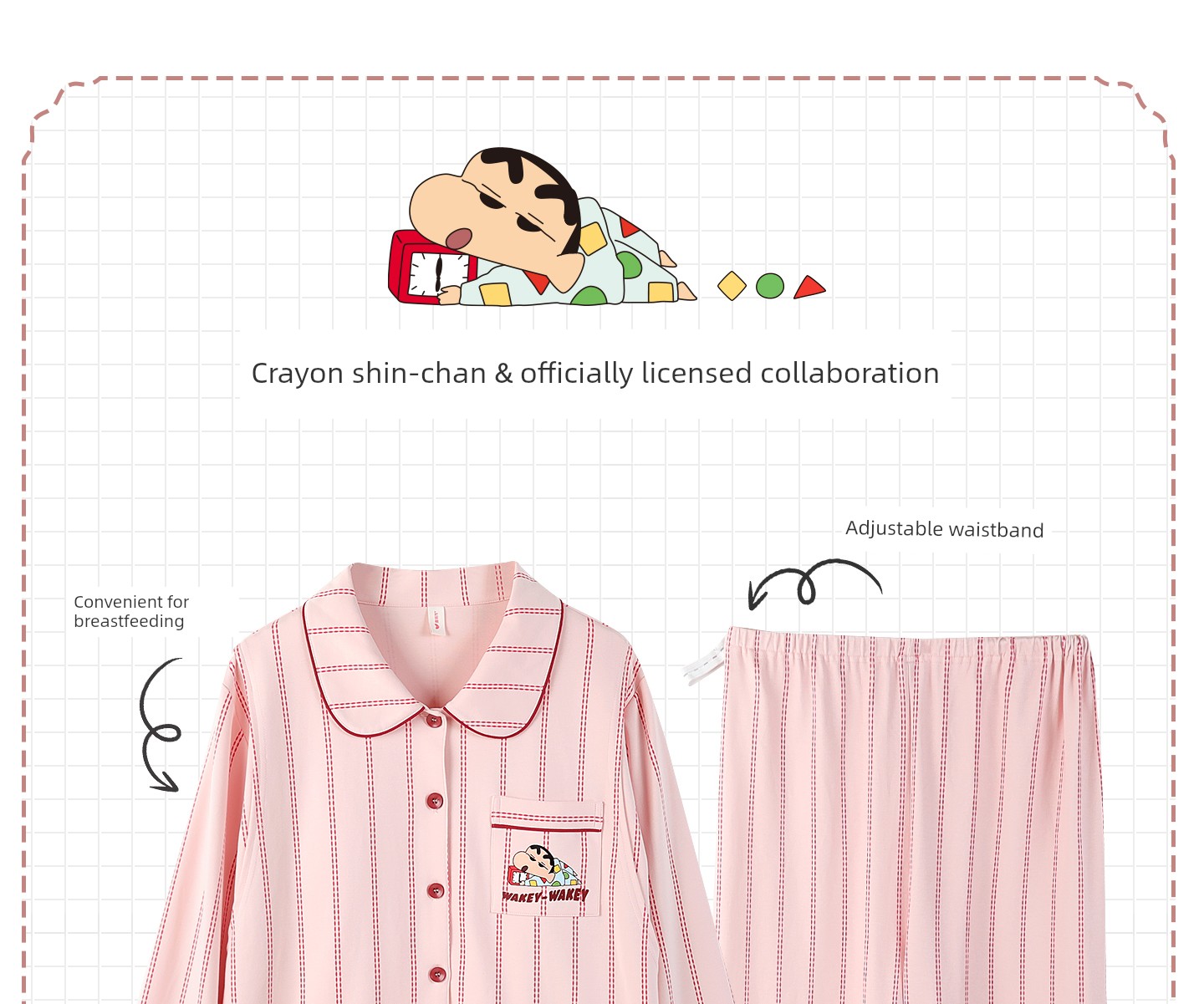 Yatemo & Crayon Shin-Chan Collaboration Cardigan Maternity Wear Autumn/Winter Nursing Pajamas for Pregnant and Postpartum Women Homewear — 29