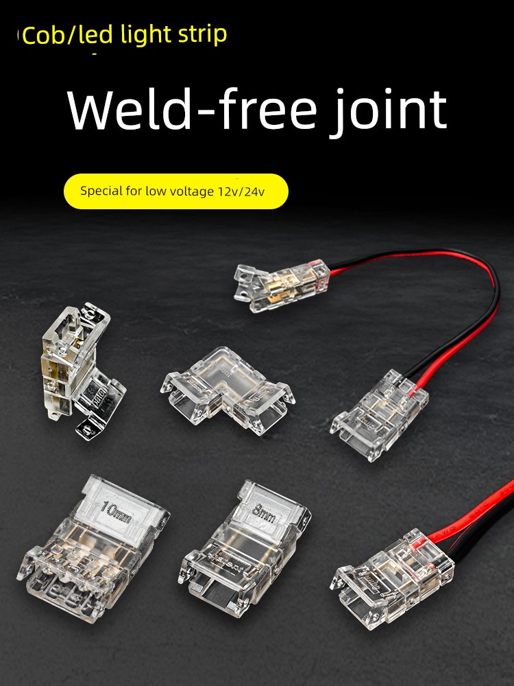 Cob Strip Light Connector Led Welding-Free Two-Pin Light Bar Corner Low Voltage 12v24v Dedicated in-between Connector Crystal Connector