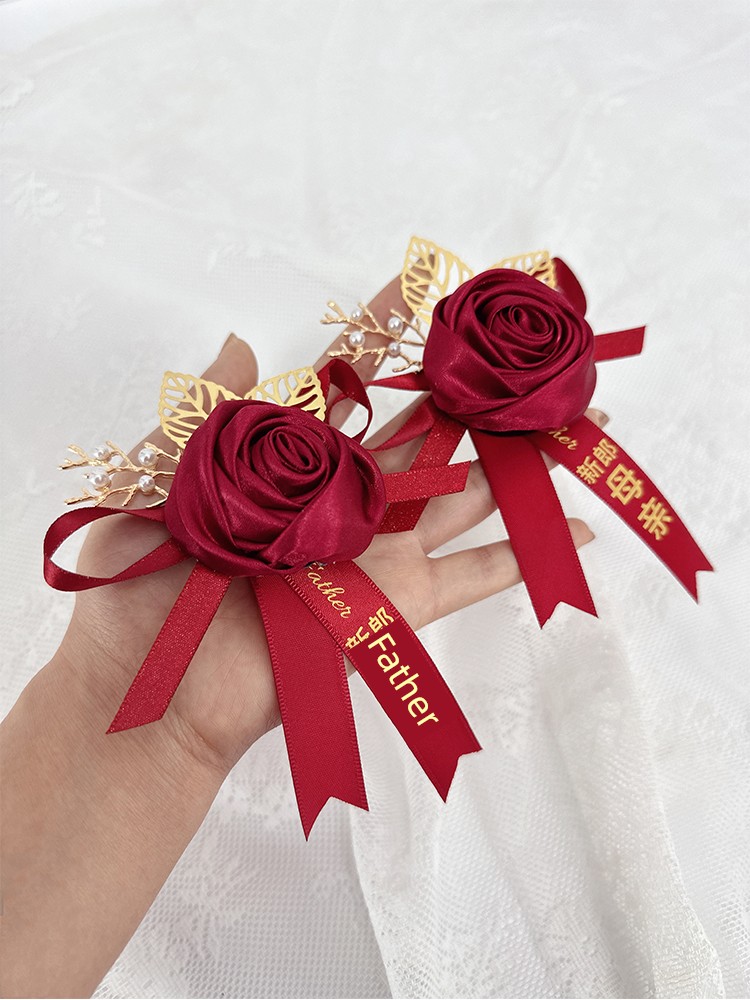 High-End Wedding Corsage Bridegroom Bride Wedding Supplies Father Mother Bridesmaid Groomsman Full Set Pin Boutonniere Accessories