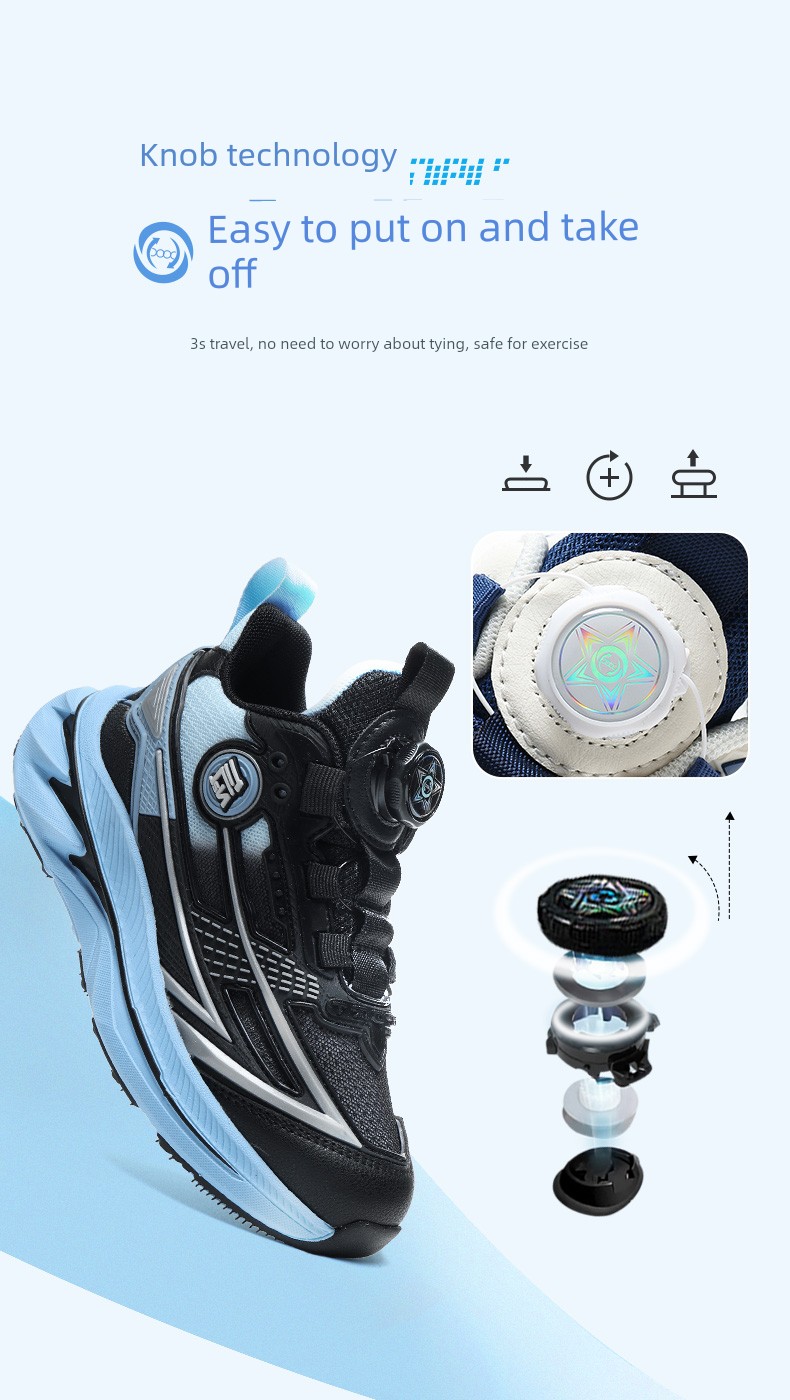 Qibohui Boys' Shoes 2026 Spring and Autumn New Model Mesh Breathable Leather Running Shoes for Older Children Children's Sports Shoes — 5