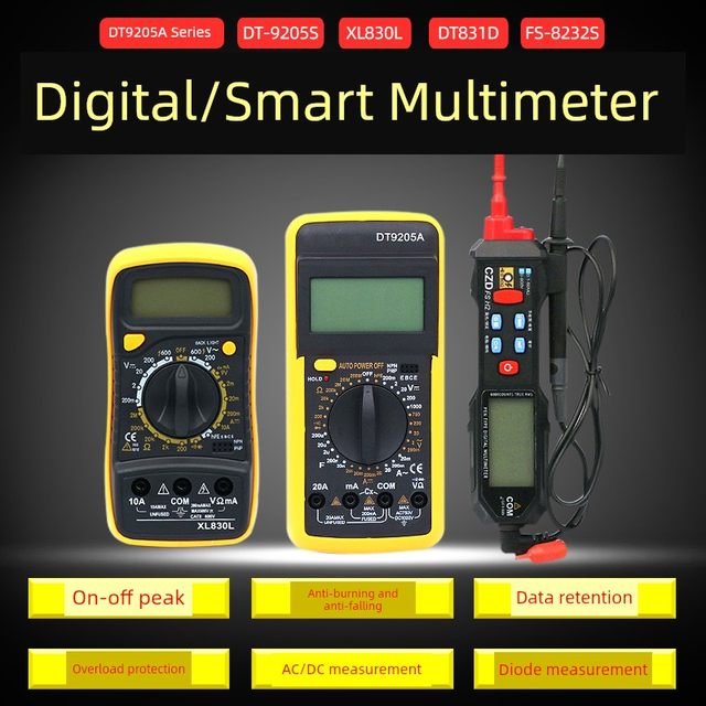 DT9205A smart multimeter digital high-precision maintenance electrician automatic portable universal meter small mini