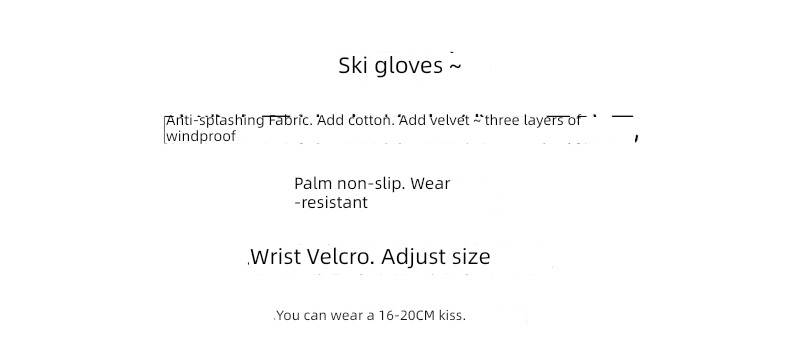 Female equipment Plush cotton Cold proof keep warm skiing glove