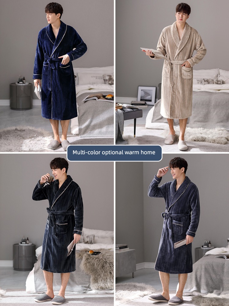 Carrefen man Autumn and winter thickening Flannel pajamas
