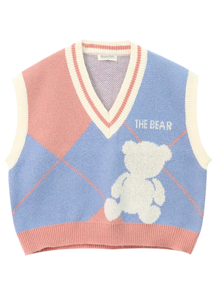 Retro Outside Women's wear autumn Academic atmosphere Vest vest