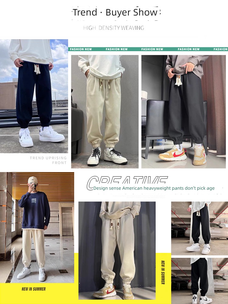 Pounds spring and autumn Tie one's feet schoolboy thickening American style Casual pants