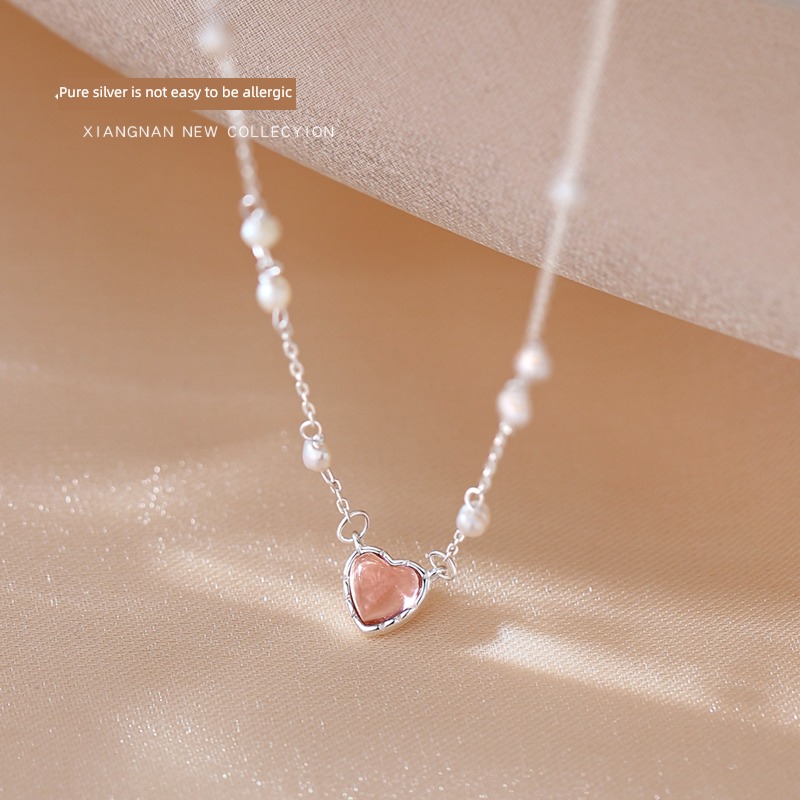Xiangnan 925 Sterling Silver love female Minority Pearl Necklace