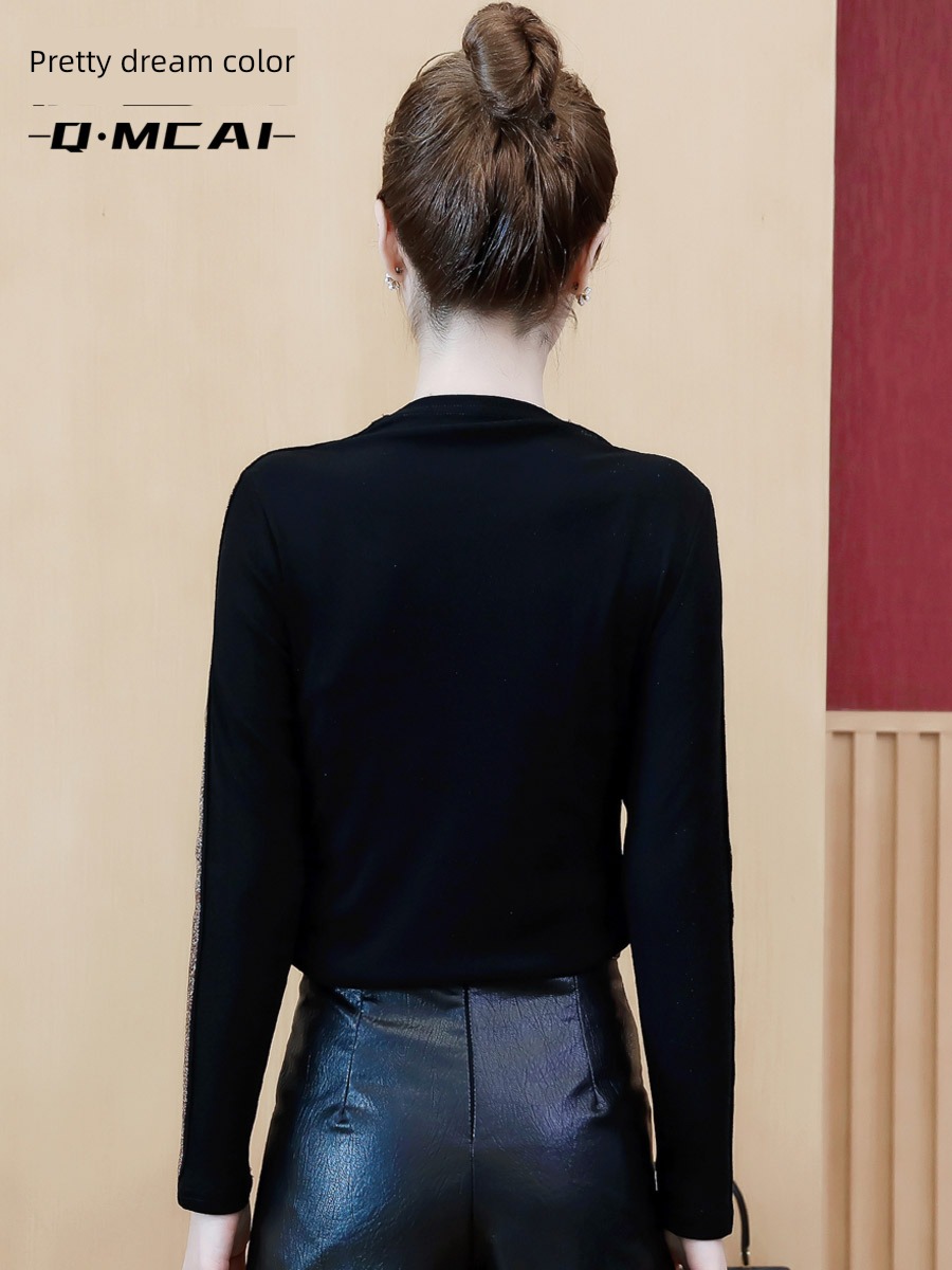 thickening Autumn and winter Half high collar Put on your clothes T-shirt Gauze