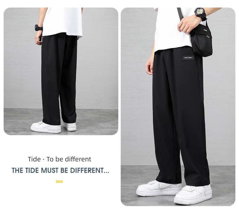 NGGGN Spring and Autumn leisure time Broad leg black trousers