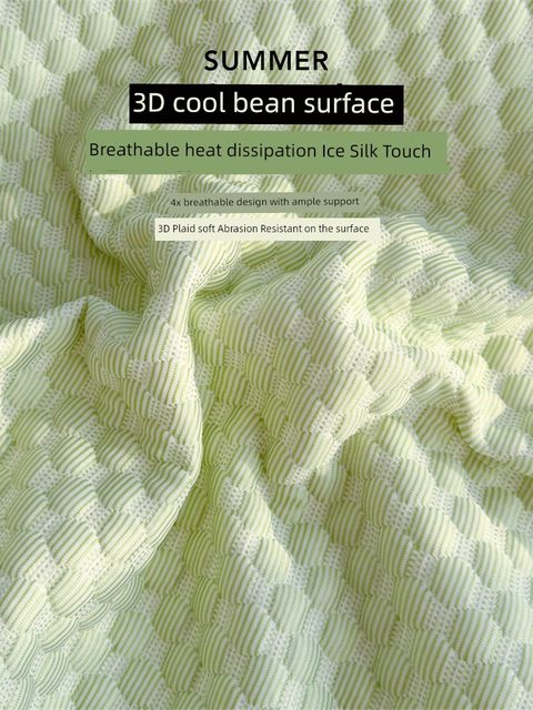 Summer ice silk bean doodle mat bed skirt three-piece set single machine washable summer cool pad air conditioning mat bed sheet pad